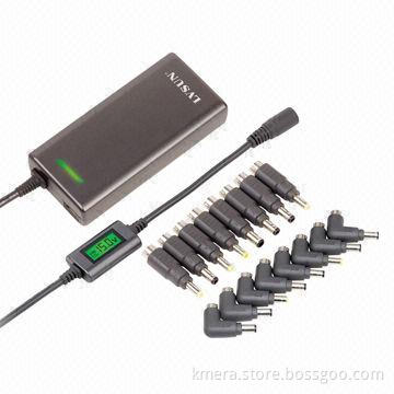 90W Slim Universal Power Adapter, LCD Screen Display The Voltage, Auto-switch and Adjust The Voltage